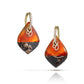 Carnelian and Turquoise Reversible Intarsia Gold Hoop Earrings