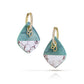 Jade and Chrysoprase Reversible Intarsia Gold Hoop Earrings