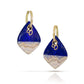 Lapis and Dendritic Agate Reversible Intarsia Gold Hoop Earrings