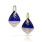 Lapis and Dendritic Agate Reversible Intarsia Gold Hoop Earrings