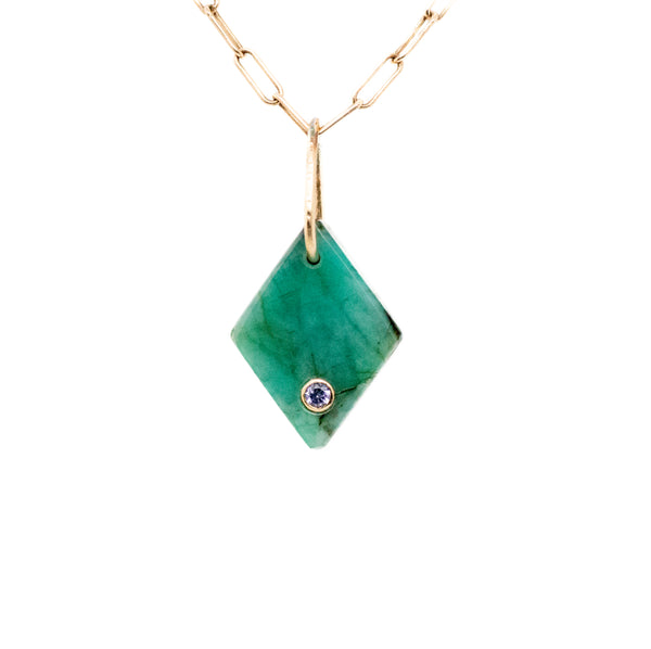 Emerald and Tanzanite Gold Diamond Mini Charm