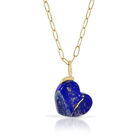 Lapis Gold Kintsugi Heart Charm