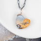 Grey Maligano Jasper and Diamond Gold Heart Pendant