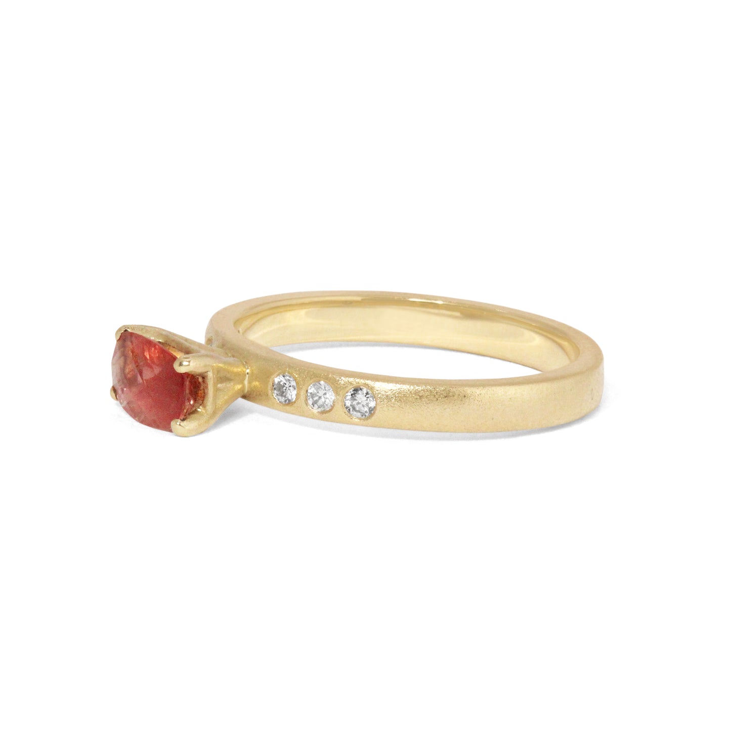 Bi-color Sunstone and Diamonds Gold Ring