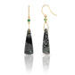 Picasso Jasper, Emerald, and Diamond Gold Triangle Earrings