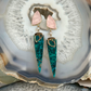 Gem Silica Chrysocolla, Rose Quartz, and Diamond Gold Kintsugi Earrings