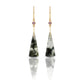 Prehnite, Sapphire, and Diamond Gold Triangle Earrings