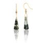 Prehnite, Sapphire, and Diamond Gold Triangle Earrings