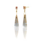 Blue Chalcedony, Sunstone, and Diamond Gold Triangle Earrings