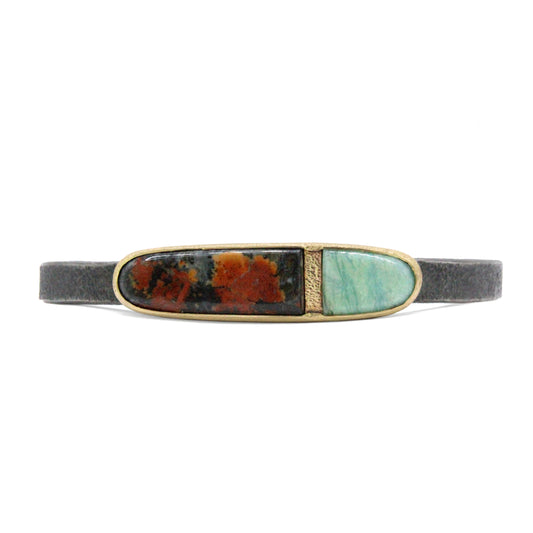 Maligano Jasper and Amazonite Jasper Gold Inlay Bracelet