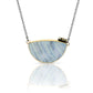 Blue Lace Agate, Andalusite, and Diamond Gibbous Moon Gold Necklace