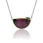 Ruby, Topaz, and Diamond Gibbous Moon Gold Necklace