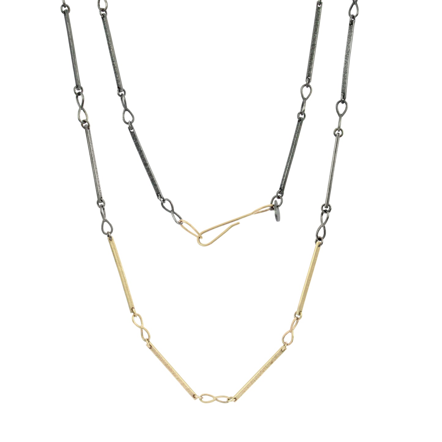 Mixed Metals Gold Infinity Bar Chain Necklace