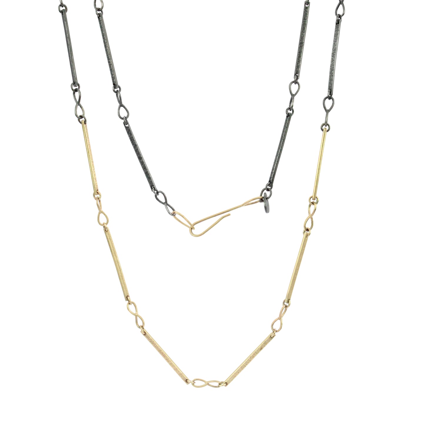 Mixed Metals Gold Infinity Bar Chain Necklace