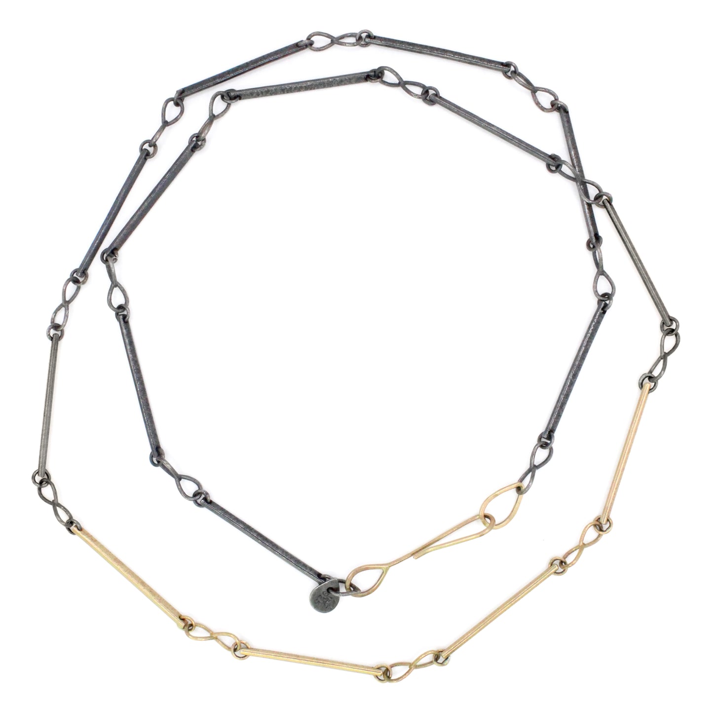 Mixed Metals Gold Infinity Bar Chain Necklace