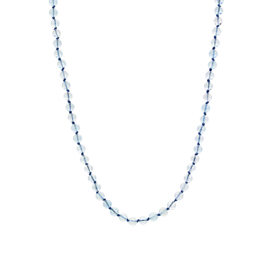 Hand Knotted Aquamarine and Gold Necklace