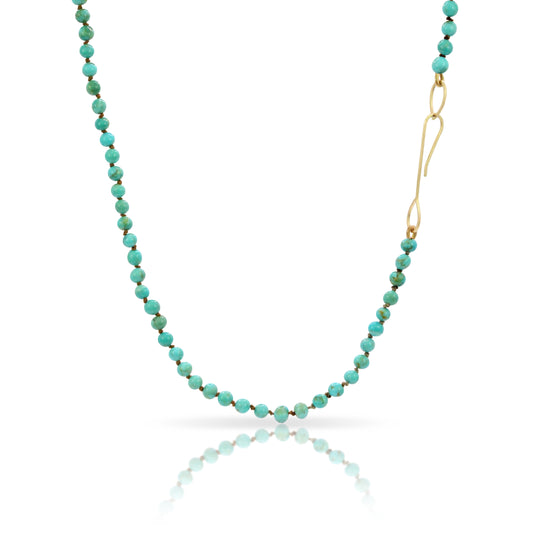 Hand Knotted Turquoise and Gold Necklace
