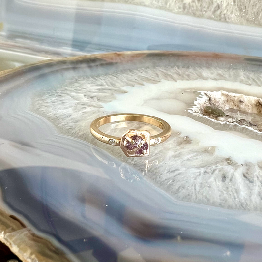 Aurora Montana Sapphire and Diamonds Kintsugi Gold Ring
