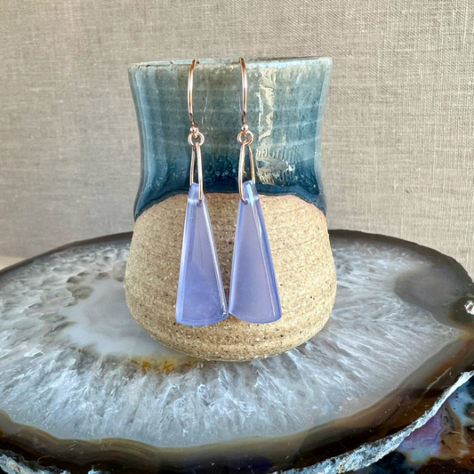 Blue Chalcedony 14k Rose Gold Earrings (custom order)