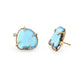 Lavender Turquoise and Diamond Gold Stud Earrings