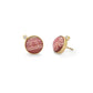 Rhodochrosite and Diamond Gold Stud Earrings