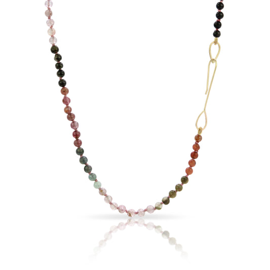 Hand Knotted Tourmaline and Gold Necklace