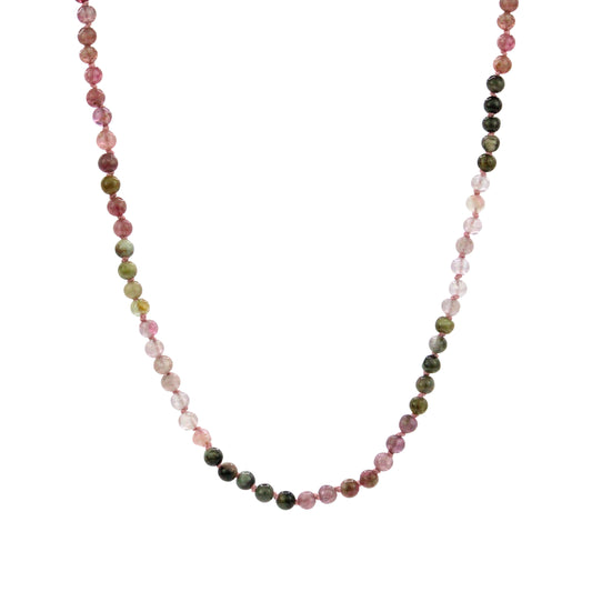 Hand Knotted Tourmaline and Gold Necklace