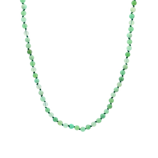 Hand Knotted Chrysoprase and Gold Necklace