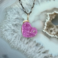Cobalto Calcite Pink Druzy and Diamond Gold Heart Pendant