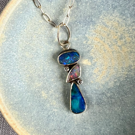 Opal and Diamond Gold Pendant (custom order)