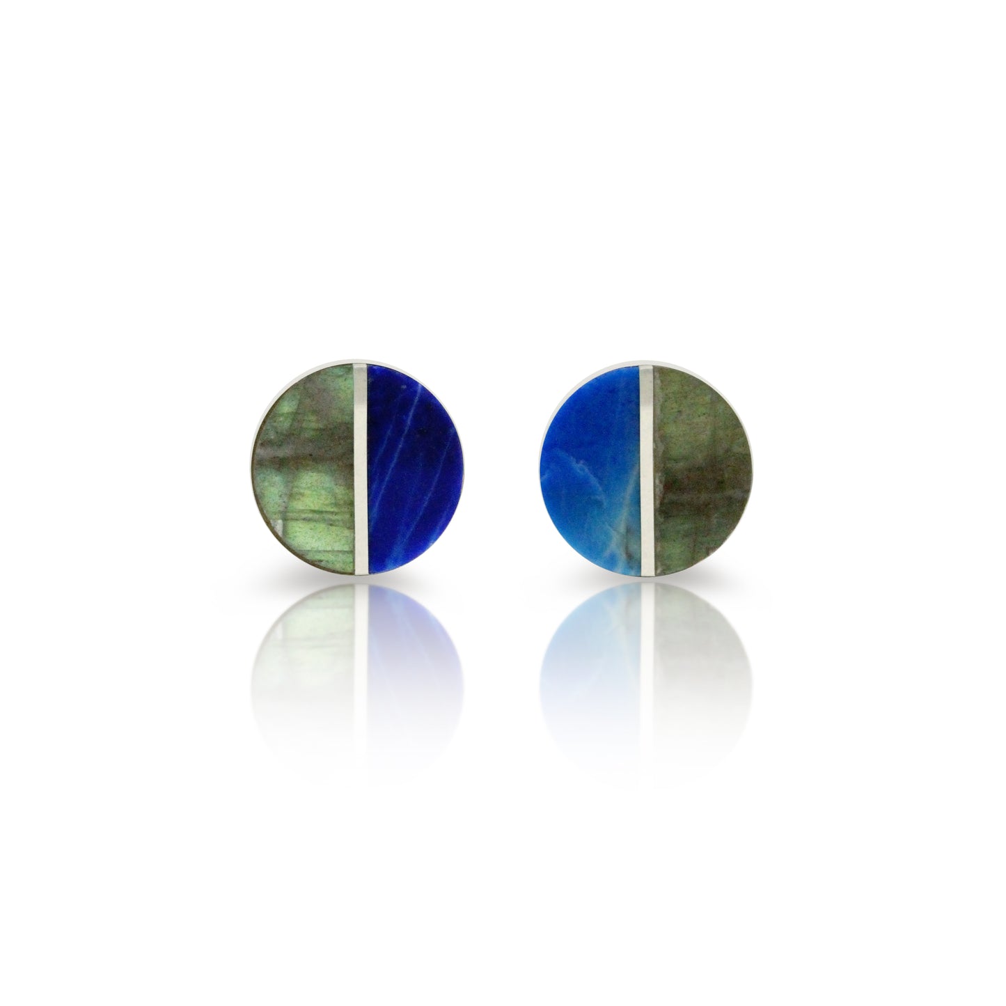 Lapis and Labradorite Inlay Stud Earrings