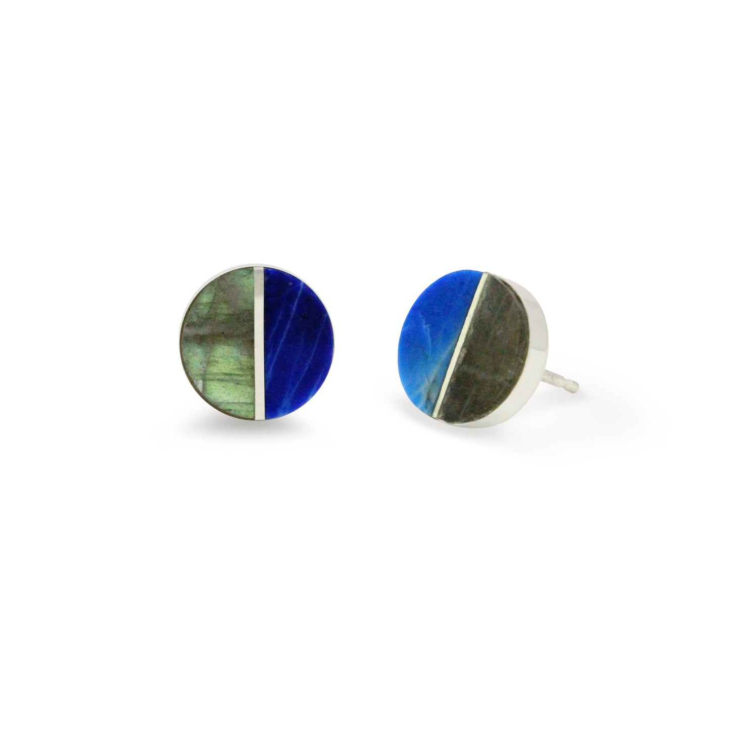 Lapis and Labradorite Inlay Stud Earrings