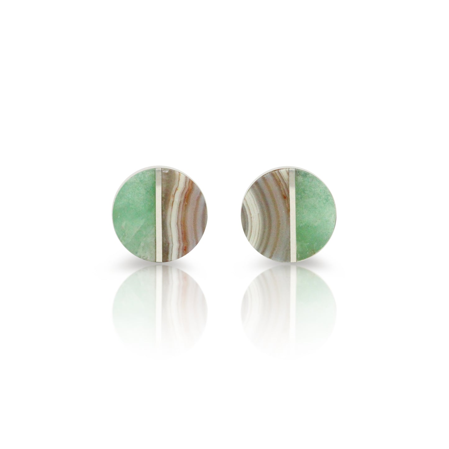 Laguna Lace Agate and Amazonite Inlay Stud Earrings