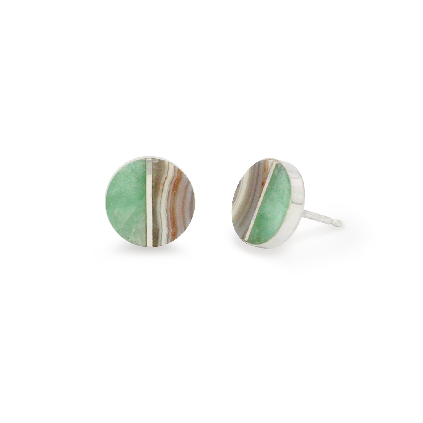 Laguna Lace Agate and Amazonite Inlay Stud Earrings