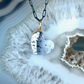 Dendritic Opal Agate and Diamond Gold Heart Pendant