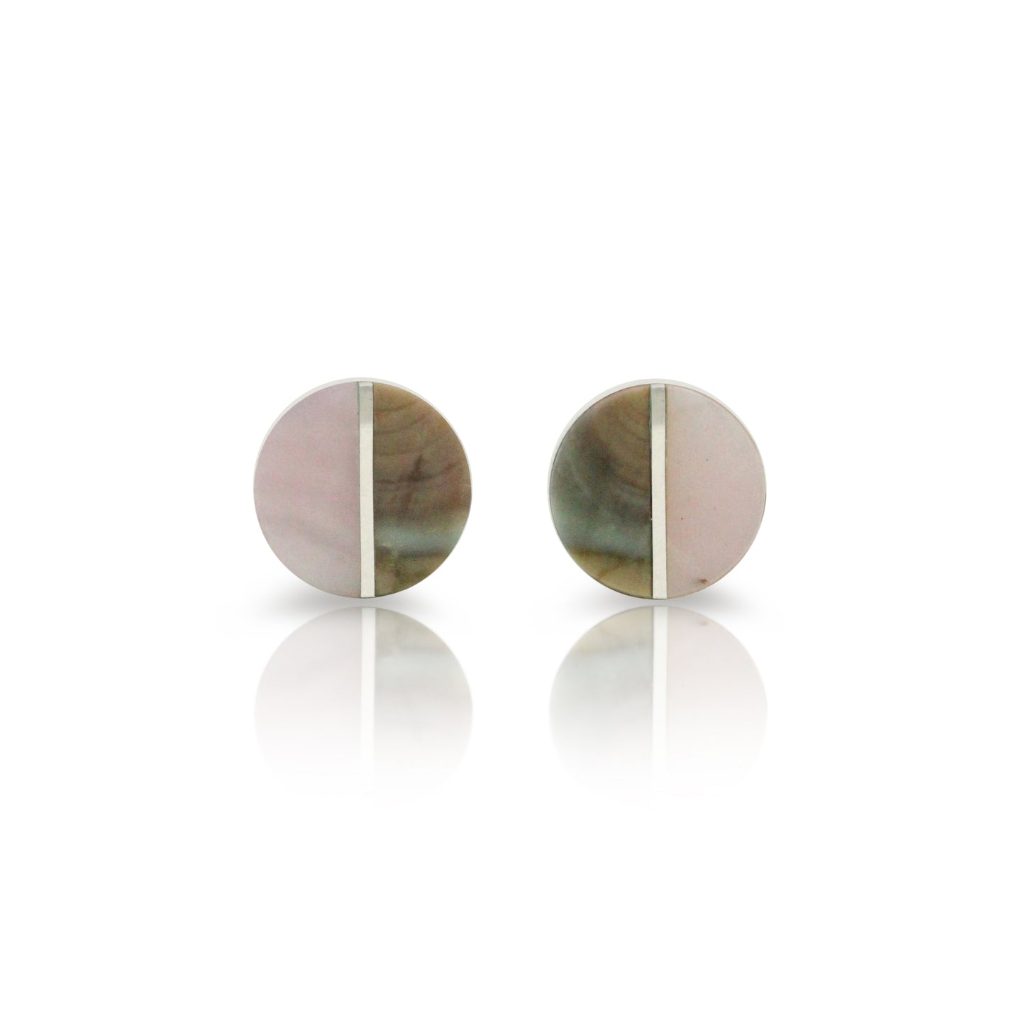 Pink Opal and Imperial Jasper Inlay Stud Earrings