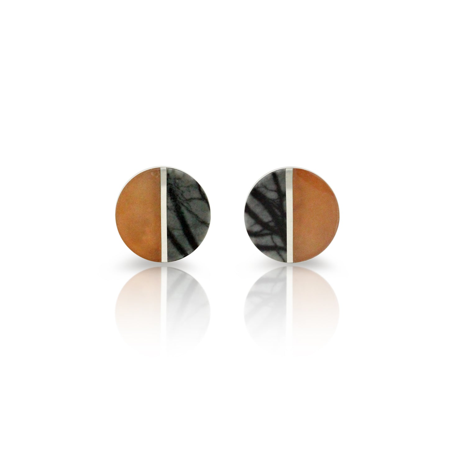 Picasso Jasper and Zamora Agate Inlay Stud Earrings