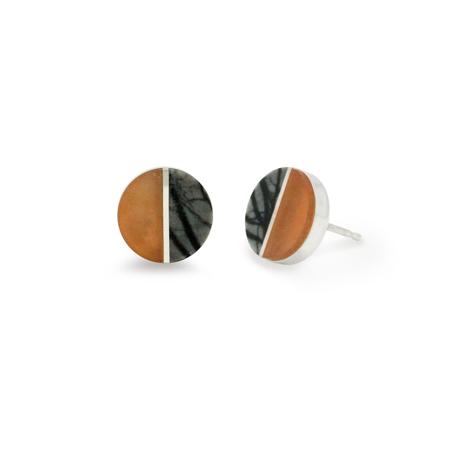 Picasso Jasper and Zamora Agate Inlay Stud Earrings