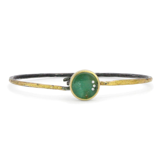 Chrysoprase and Diamond Gold Moon Bracelet