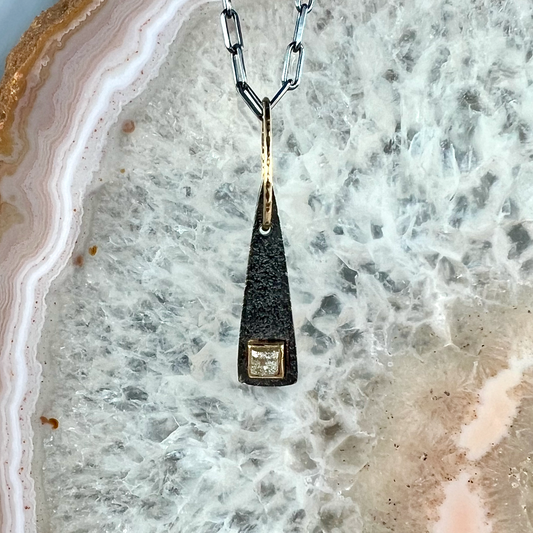 Black and Gold Small Raw Diamond Pendant