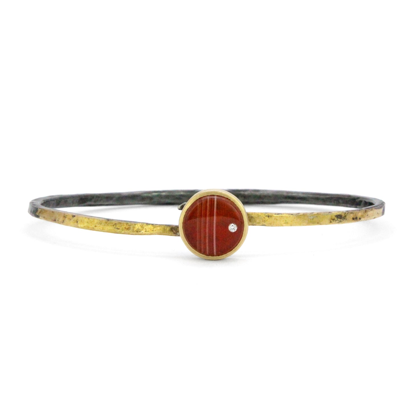 Carnelian and Diamond Gold Moon Bracelet