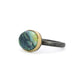 Minty Green Opalized Wood and Diamond Elliptical Orbit Gold Ring