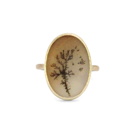 Dendritic Agate Gold Ring