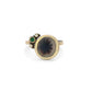 Dendritic Agate, Emerald, and Diamond Gold Ring