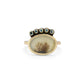 Dendritic Agate, Aquamarine, and Diamond Gold Ring