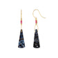 Pietersite, Ruby, and Diamond Gold Triangle Earrings