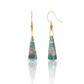 Shattuckite, Citrine and Diamond Gold Triangle Earrings