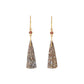 Dinosaur Bone, Sunstone and Diamond Gold Triangle Earrings