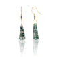 Green Moss Agate, Tanzanite, and Diamond Gold Triangle Earrings