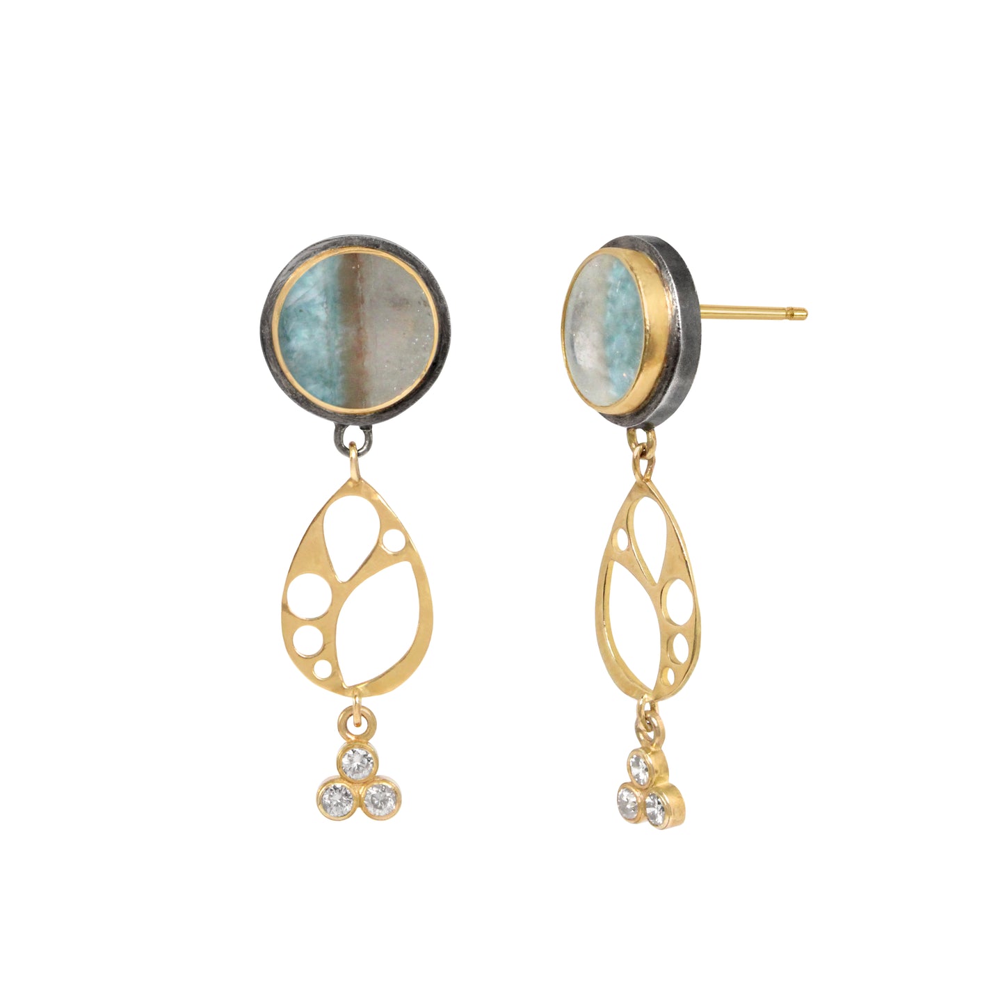 Gilalite in Quartz and Diamond Gold Earrings